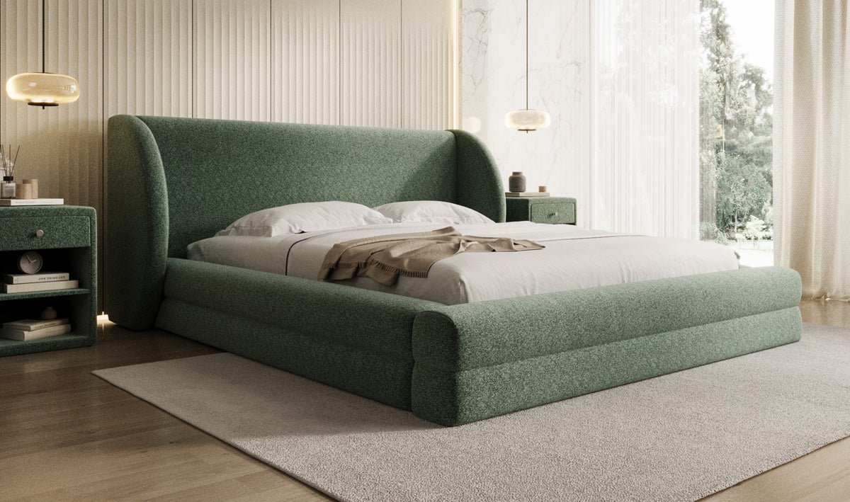 Luxusbetten24 Liv Polsterbett Strukturstoff mit Stauraum für Schlafzimmer