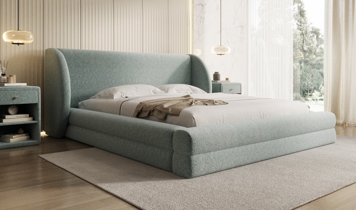 Luxusbetten24 Liv Polsterbett Strukturstoff mit Stauraum, 140‑200 cm, Beige