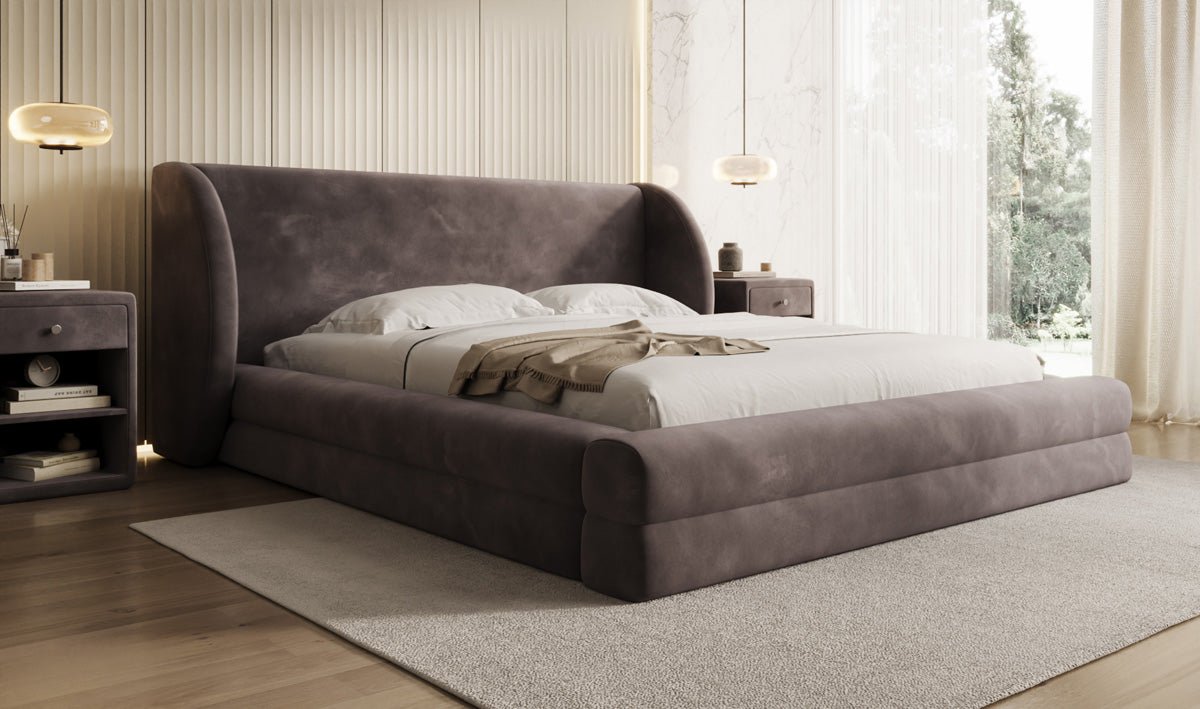 Designer Polsterbett Liv in Samt mit Stauraum