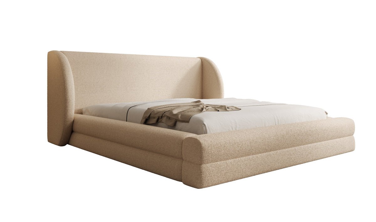 Luxusbetten24 Liv Designer Polsterbett Teddy Bouclé 140x200 Beige