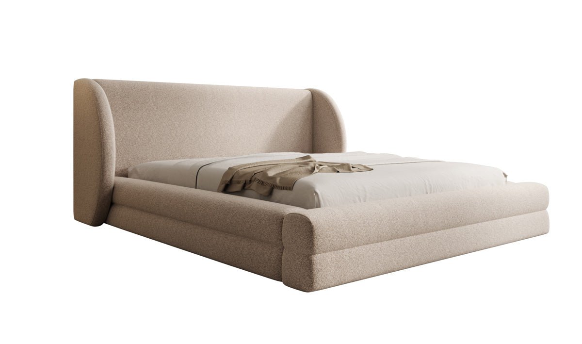 Luxusbetten24 Liv Polsterbett Strukturstoff mit Stauraum, 140‑200 cm, Beige