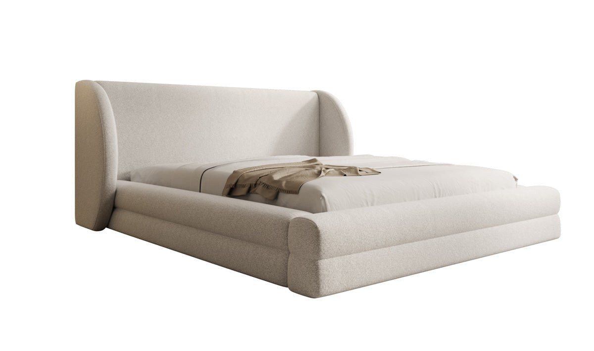 Luxusbetten24 Liv Polsterbett Strukturstoff mit Stauraum, 140‑200 cm, Beige