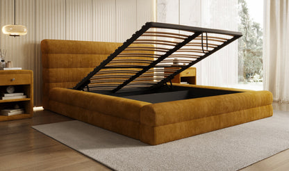 Designer Polsterbett Maren Cord mit Stauraum