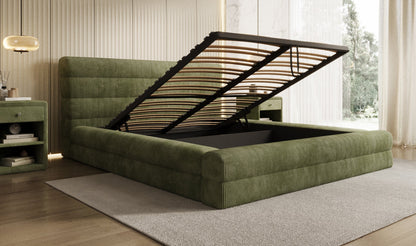 Designer Polsterbett Maren Cord mit Stauraum