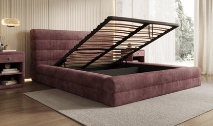 Designer Polsterbett Maren Cord mit Stauraum