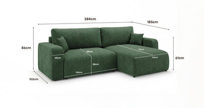 Designer Sofa Noma mit Schlaf- und Klappfunktion in Cord