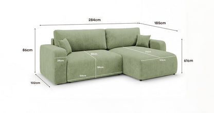 Designer Sofa Noma mit Schlaf- und Klappfunktion in Cord