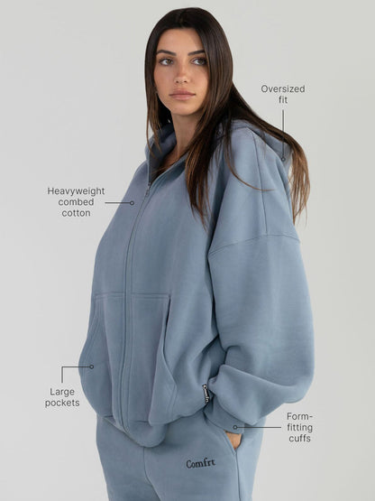 Comfrt Cloud Zip Hoodie Oversized Unisex Cotton Comfort