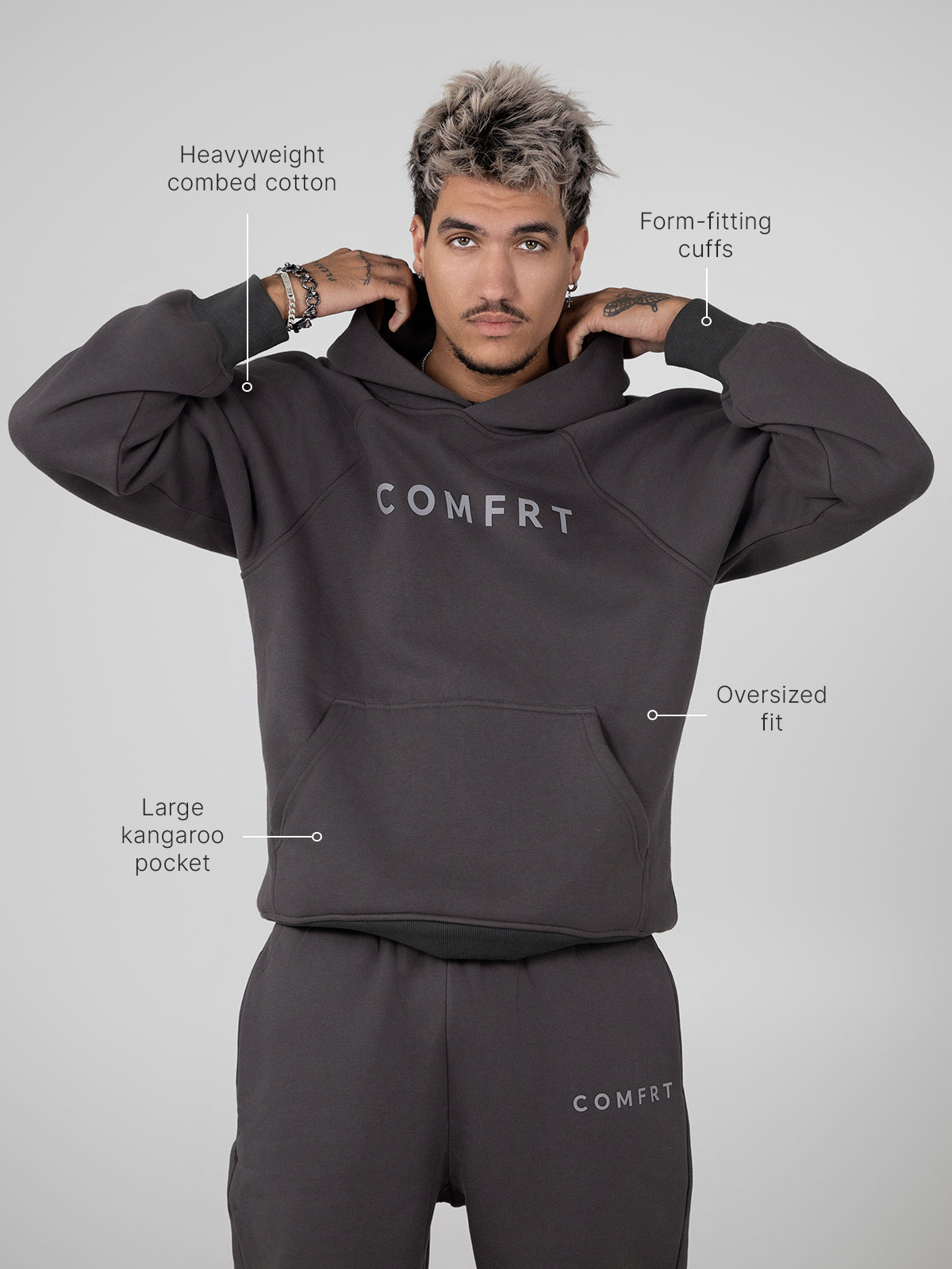 Comfrt Tranquil Hoodie Unisex Gewichtet Oversized Entspannend Komfort