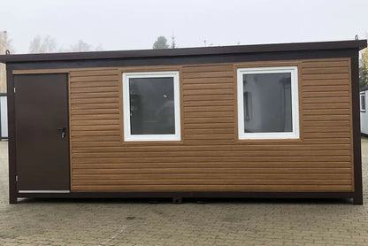 Bürocontainer 6 ×2,40 m – Stahlrahmen Wände mit LED‑Beleuchtung und Doppelglas