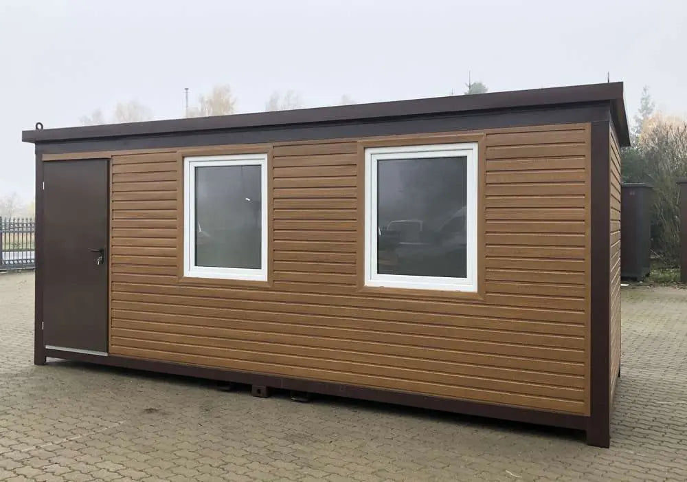 Bürocontainer 6 ×2,40 m – Stahlrahmen Wände mit LED‑Beleuchtung und Doppelglas