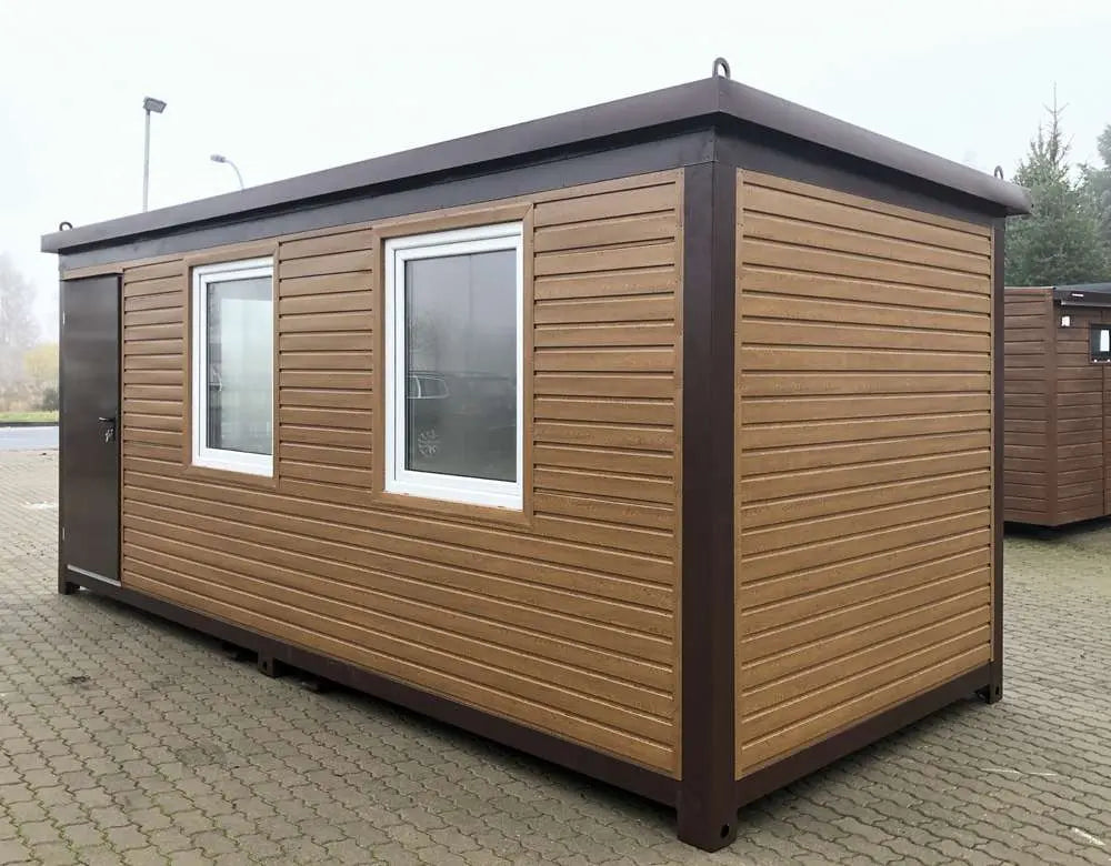 Bürocontainer 6 ×2,40 m – Stahlrahmen Wände mit LED‑Beleuchtung und Doppelglas