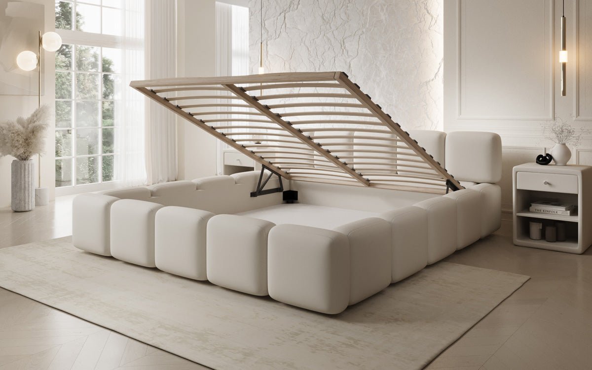 Designer Polsterbett Giulia Bouclé mit Stauraum