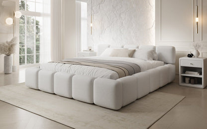 Designer Polsterbett Giulia Bouclé mit Stauraum