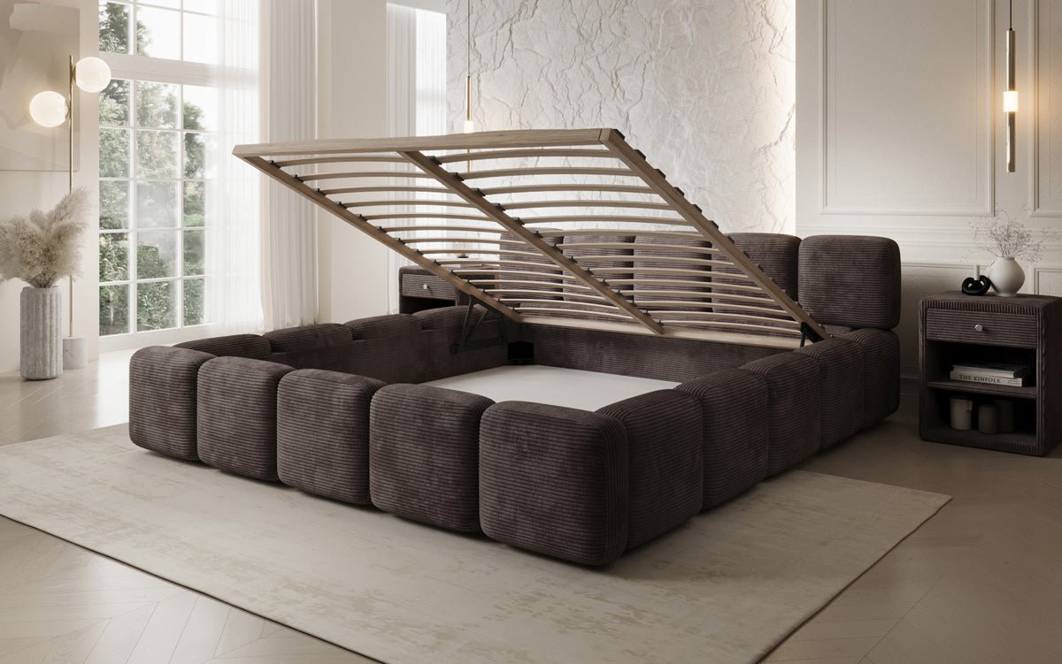 Luxusbetten24 Giulia Polsterbett Cord mit Stauraum