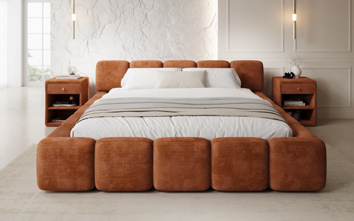 Luxusbetten24 Giulia Polsterbett Cord mit Stauraum