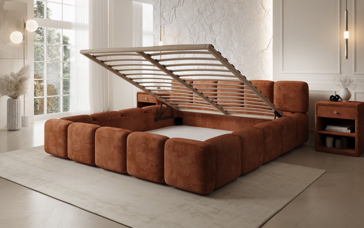 Luxusbetten24 Giulia Polsterbett Cord mit Stauraum