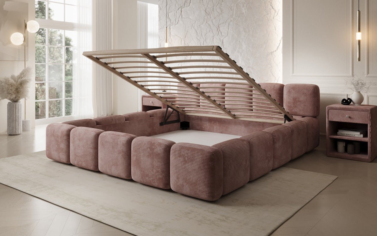 Luxusbetten24 Giulia Polsterbett Cord mit Stauraum