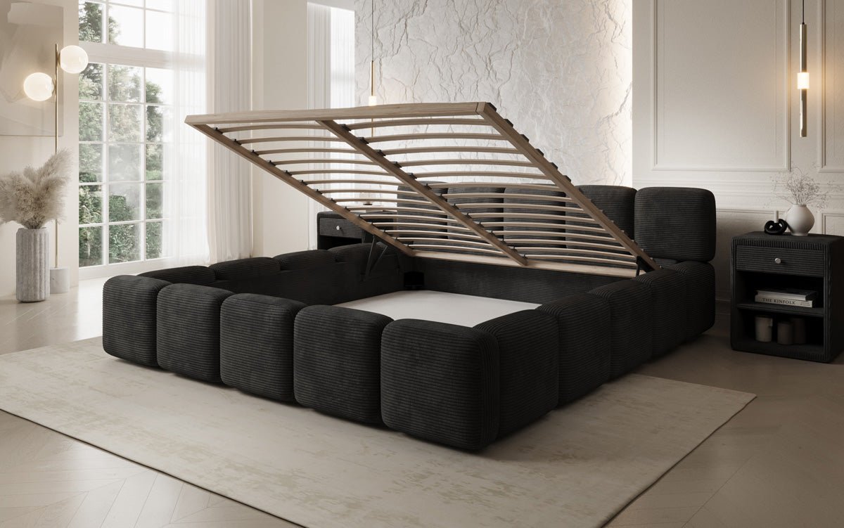 Luxusbetten24 Giulia Polsterbett Cord mit Stauraum