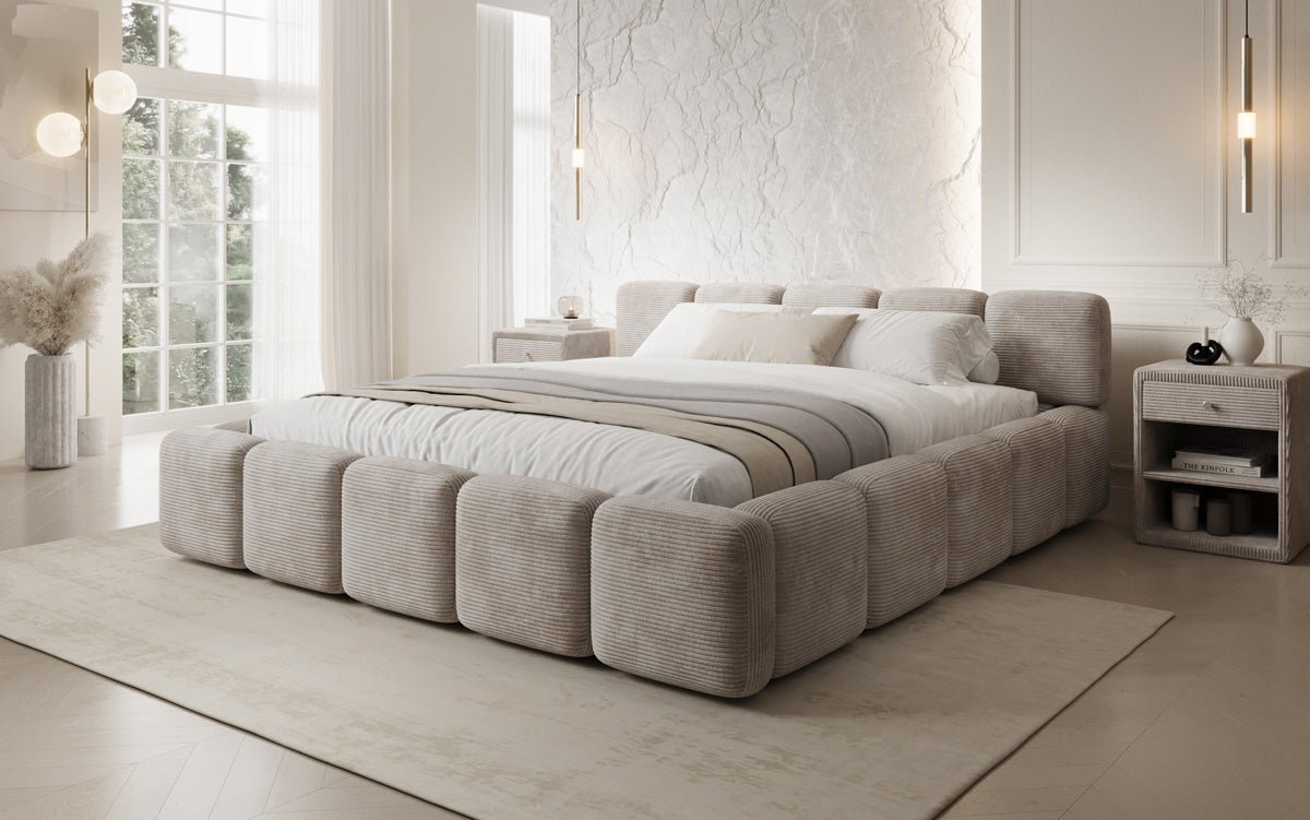 Luxusbetten24 Giulia Polsterbett Cord mit Stauraum