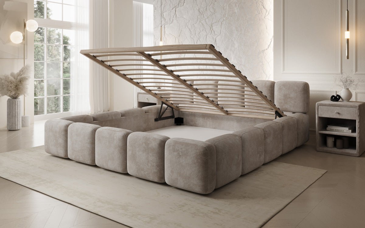 Luxusbetten24 Giulia Polsterbett Cord mit Stauraum