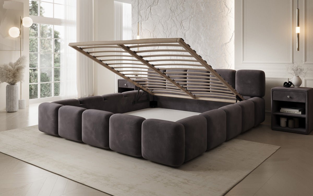 Luxusbetten24 Designer Giulia Polsterbett Samt mit Stauraum