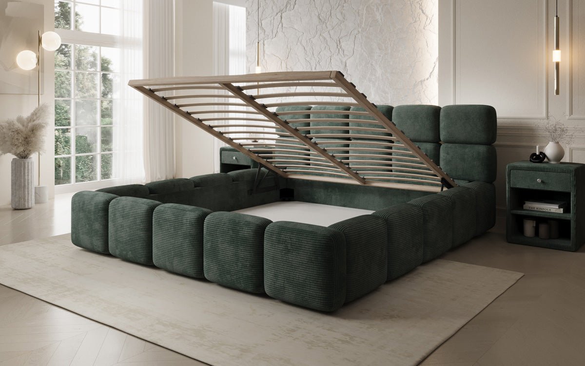 Designer Polsterbett Matilda Cord mit Stauraum