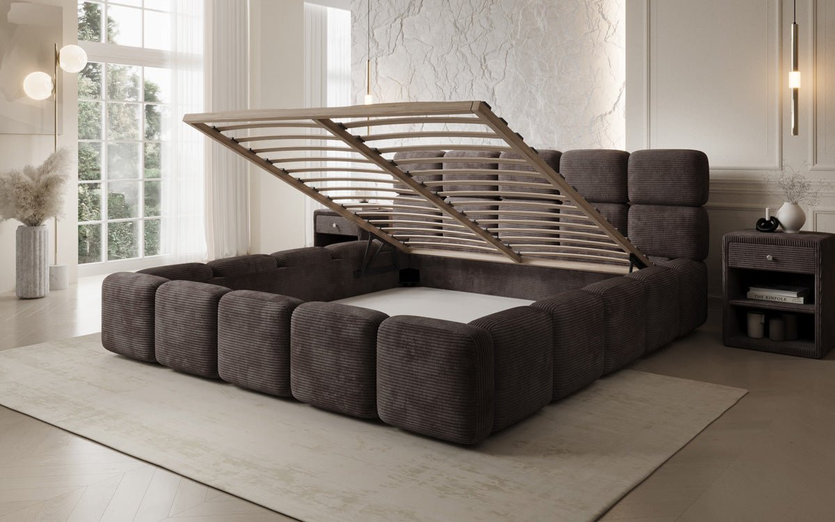 Designer Polsterbett Matilda Cord mit Stauraum