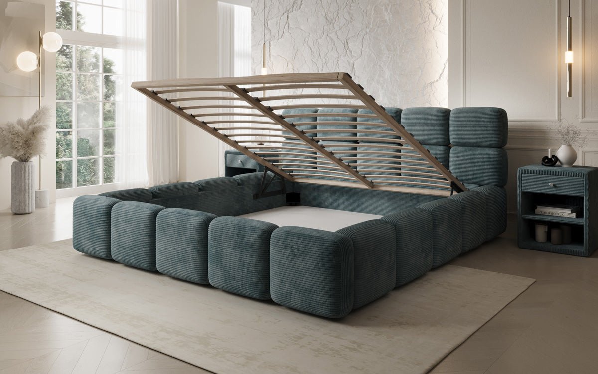 Designer Polsterbett Matilda Cord mit Stauraum