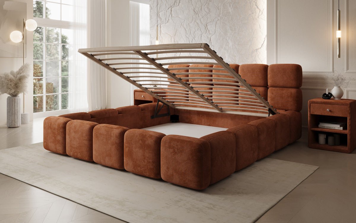 Designer Polsterbett Matilda Cord mit Stauraum