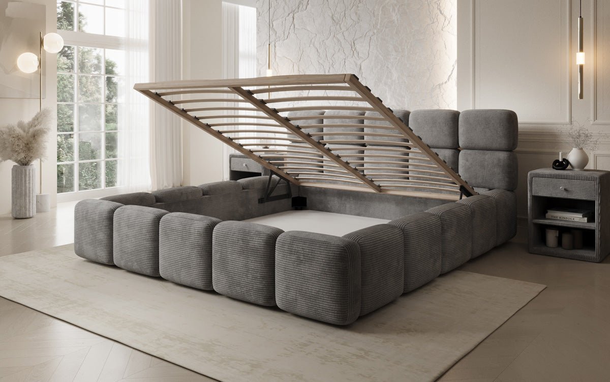 Designer Polsterbett Matilda Cord mit Stauraum