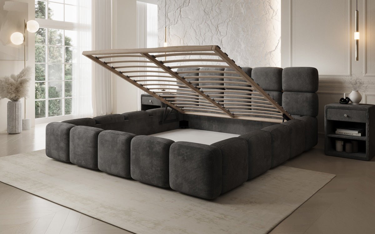 Designer Polsterbett Matilda Cord mit Stauraum