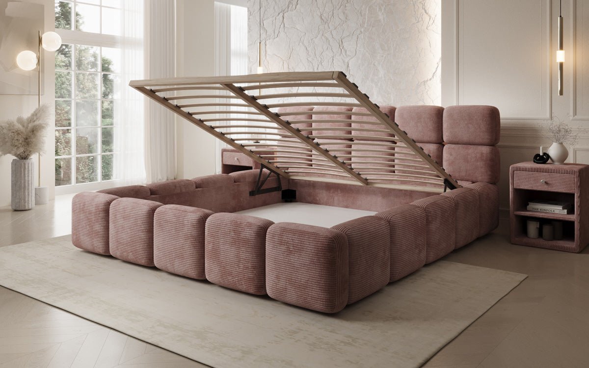 Designer Polsterbett Matilda Cord mit Stauraum