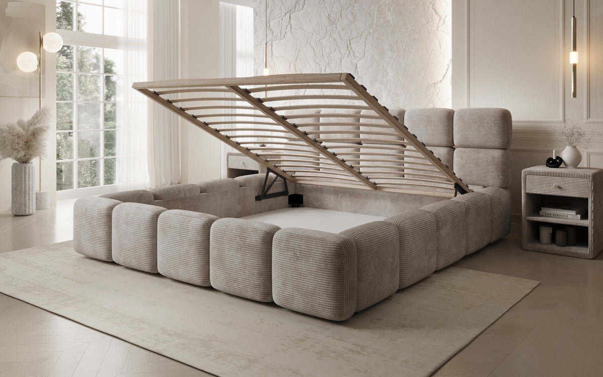 Designer Polsterbett Matilda Cord mit Stauraum