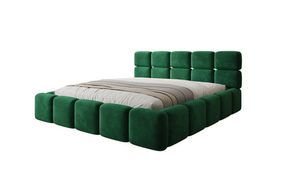 Luxusbetten24 Matilda Polsterbett Samt mit Stauraum, 140×200 cm Beige