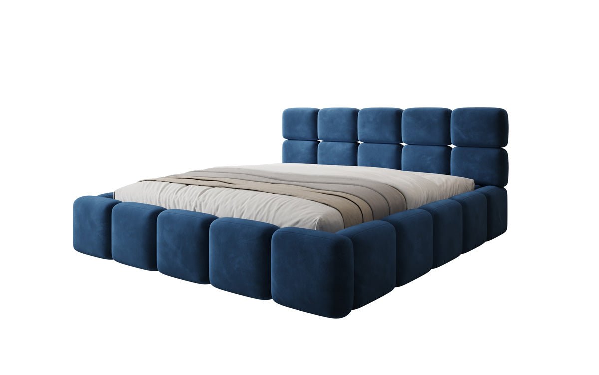 Luxusbetten24 Matilda Polsterbett Samt mit Stauraum, 140×200 cm Beige