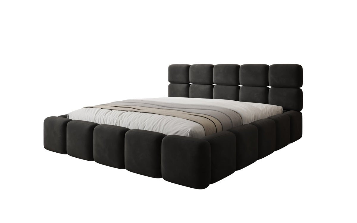 Luxusbetten24 Matilda Polsterbett Samt mit Stauraum, 140×200 cm Beige