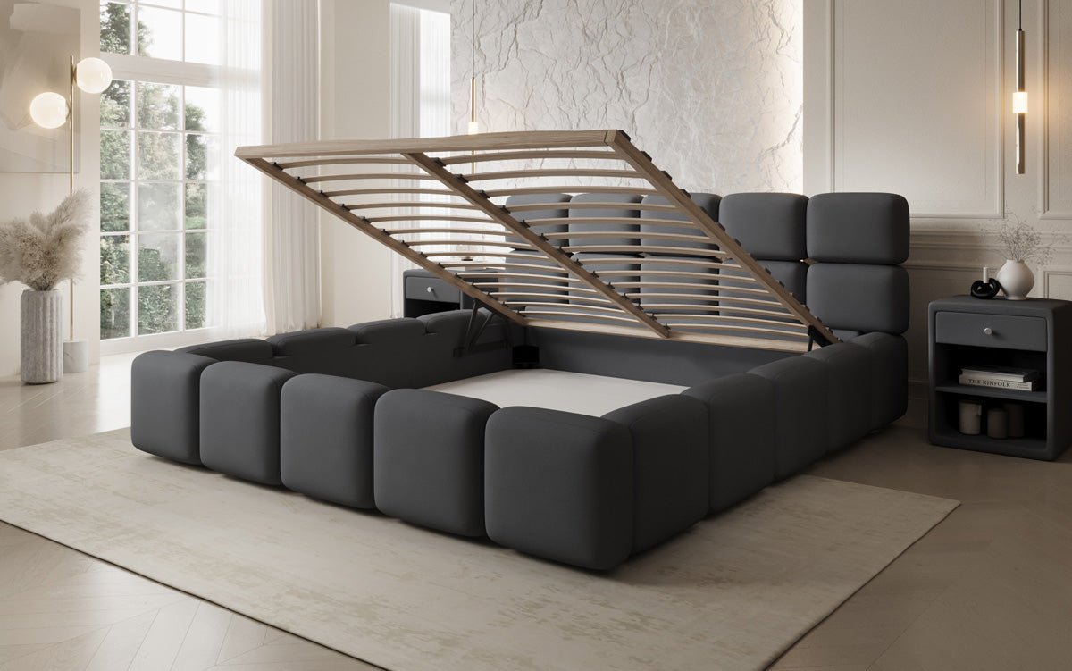 Designer Polsterbett Matilda Stoff mit Stauraum