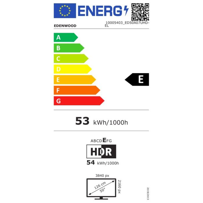 Edenwood ED50A07UHD-EL Smart TV 50" 4K UHD HDR10