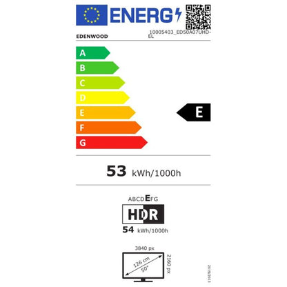 Edenwood ED50A07UHD-EL Smart TV 50" 4K UHD HDR10