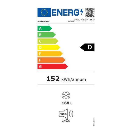 HIGH ONE UF 168 D Congelador Vertical 168L Clase D