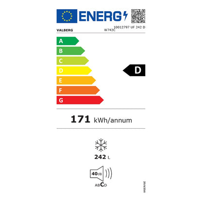 VALBERG UF242D Congelador Vertical Clase D 242 L Blanco 180 cm