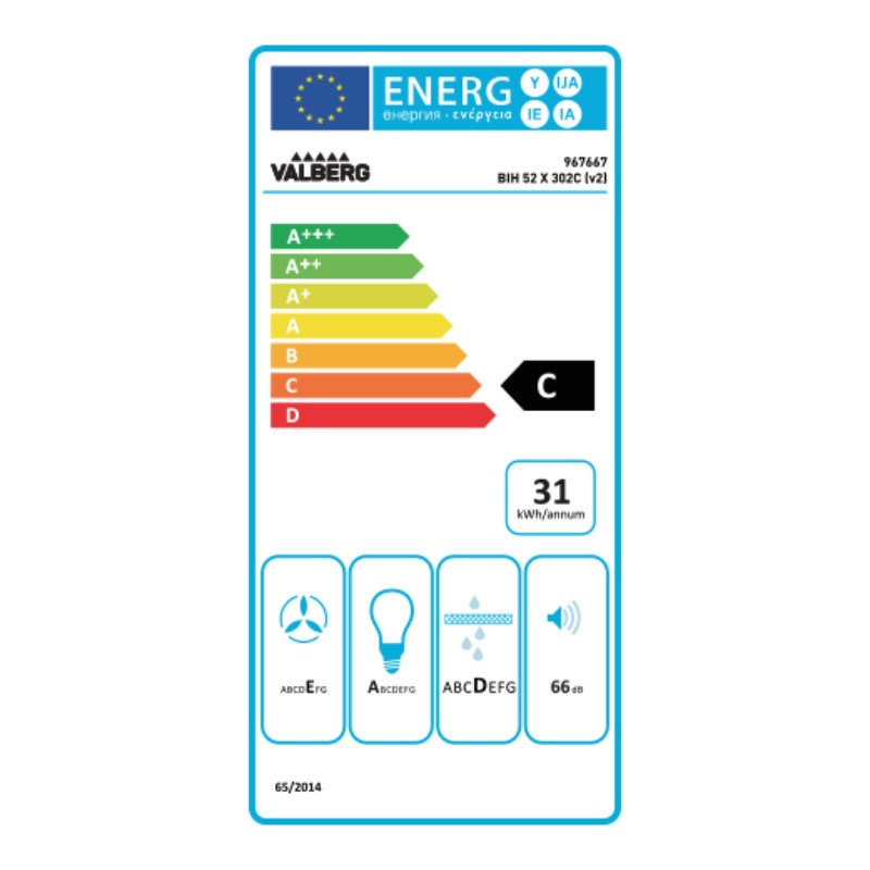 VALBERG Grupo Filtrante 60W 196M³/h LED BIH 52 X302C