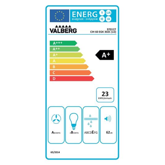 Valberg CIH 60 EGK 302C Campana Extractora Inclinada Negro