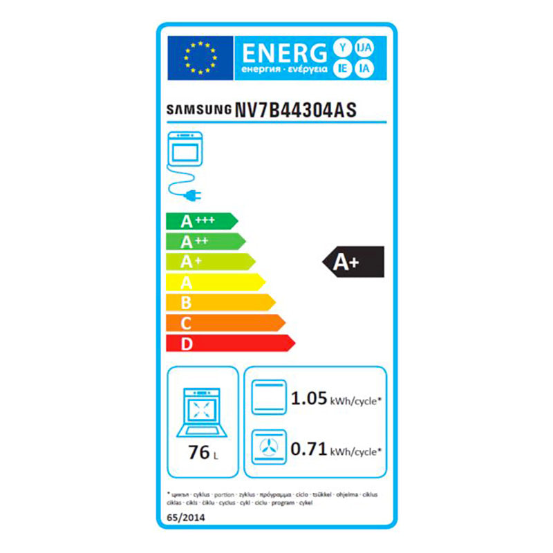 Samsung NV7B4430 Horno Encastrable Pirolítico 76L Acero Inoxidable
