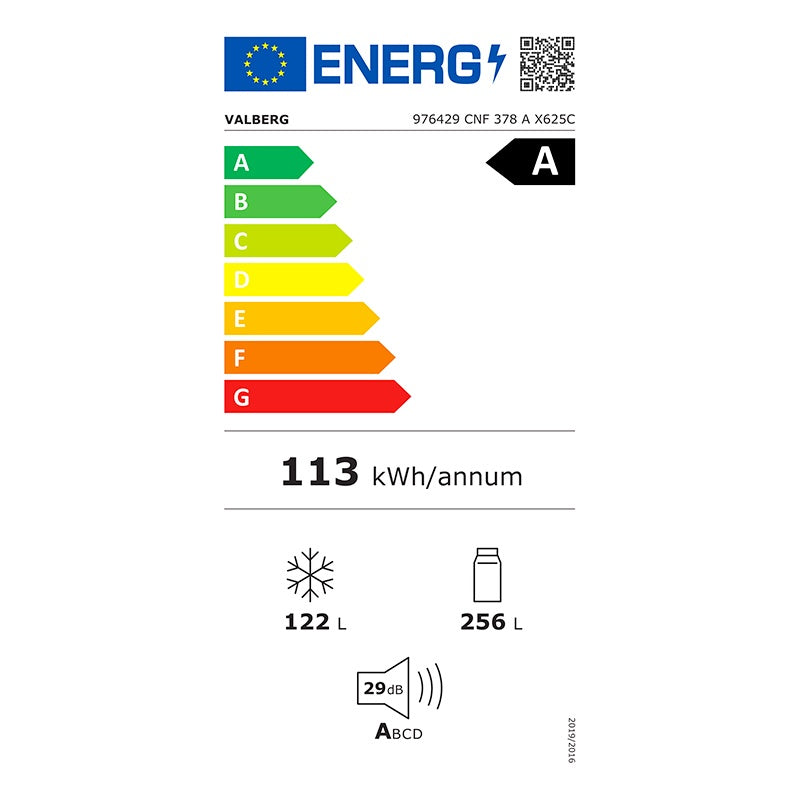 Frigorífico Combi No Frost VALBERG 378L Inox Clase A 29dB