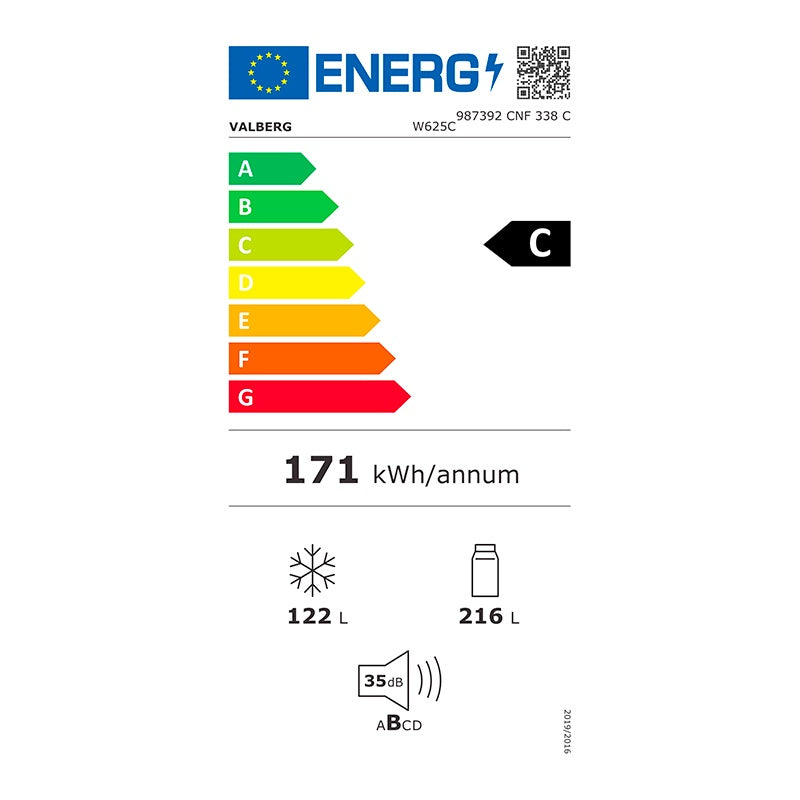 VALBERG Frigorífico Combi No Frost 338L Blanco 35 dB Silencioso