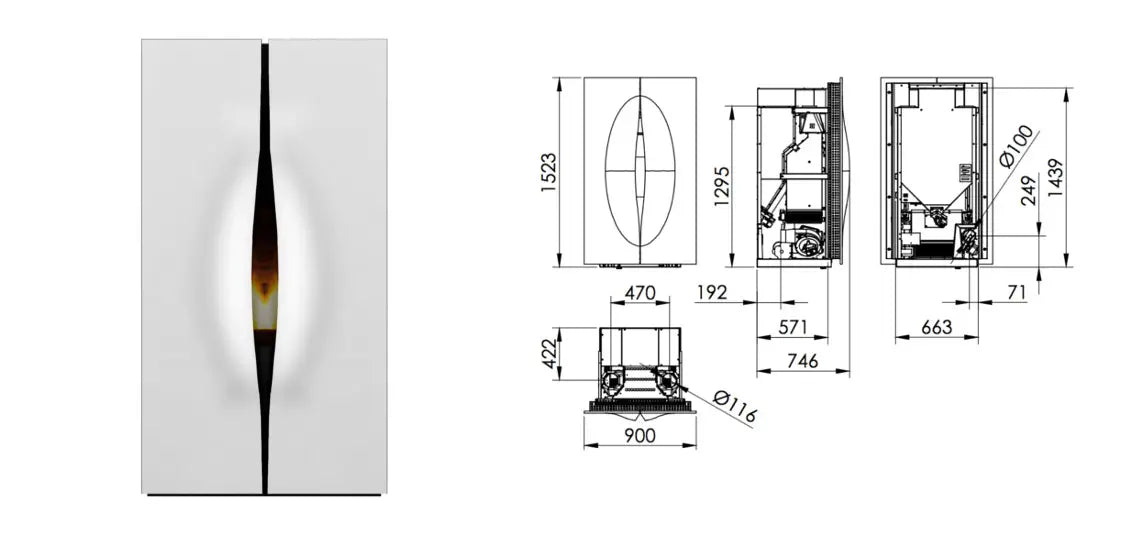 Ecoforest Milan Estufa de Pellets Canalizable con WiFi 16 kW