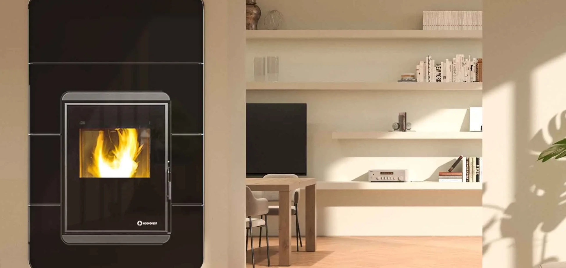 Ecoforest Oslo Estufa de Pellets Canalizable con WiFi Negro