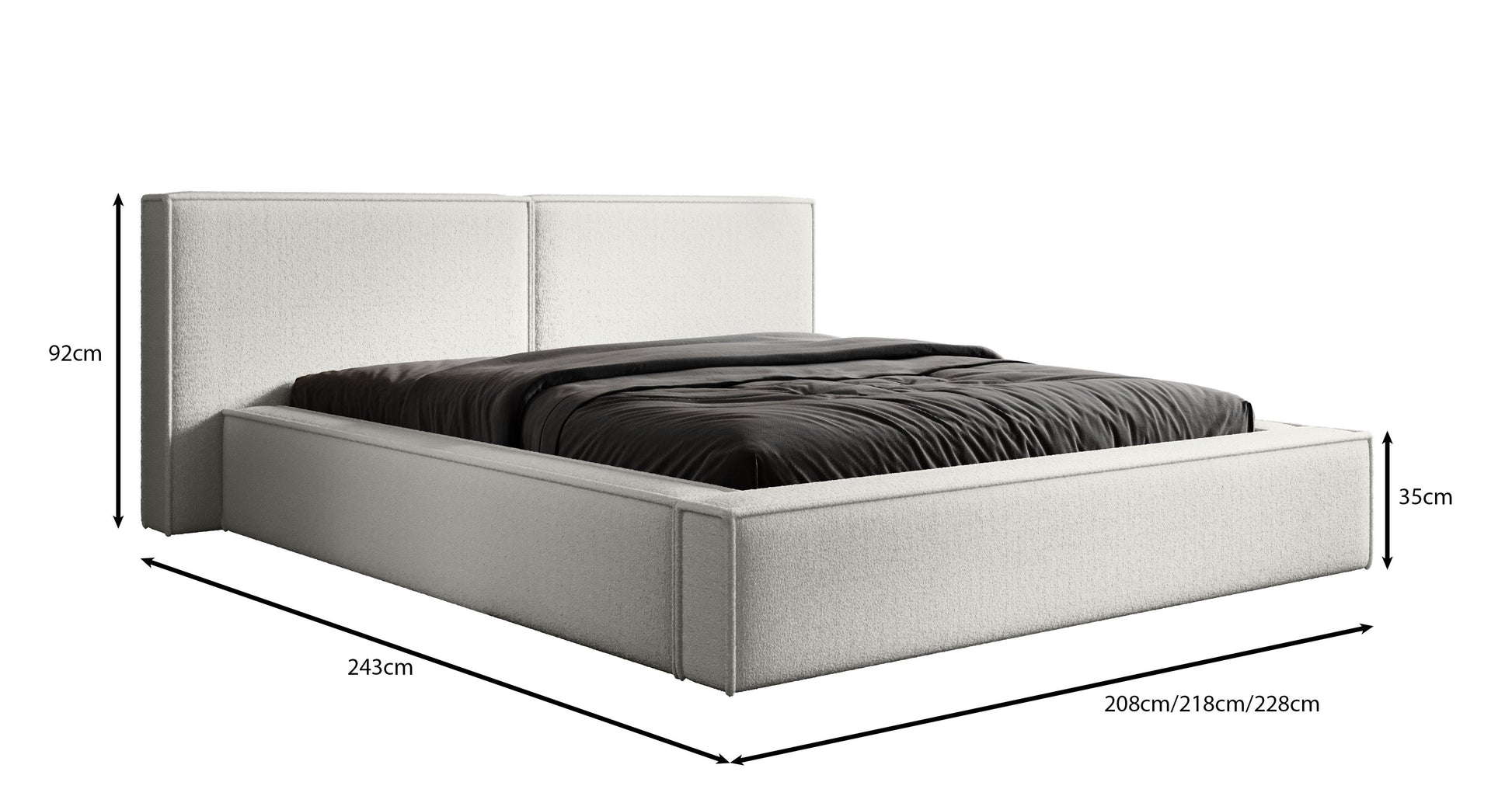Luxusbetten24 Designer Ophelia Polsterbett Cord mit Stauraum Größenvariabel